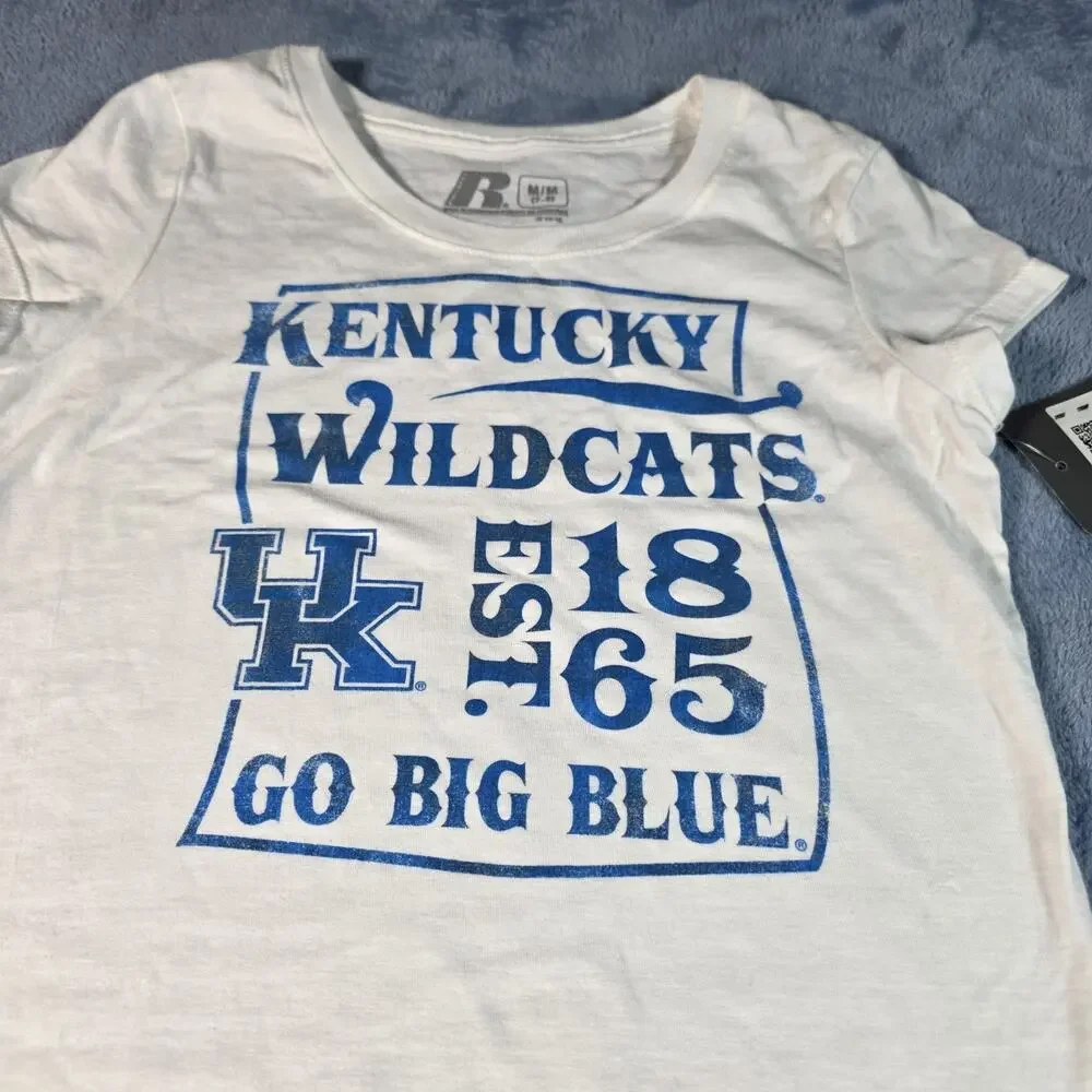 Kentucky Wildcats Girls Shirt M 7-8 Russell Athletic UK Go Big Blue NWT
